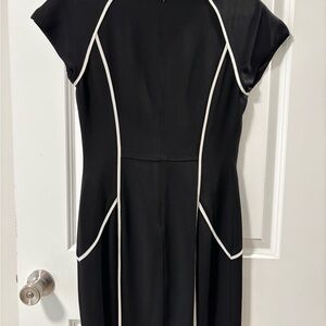 bebe Black Midi Dress with White Trim